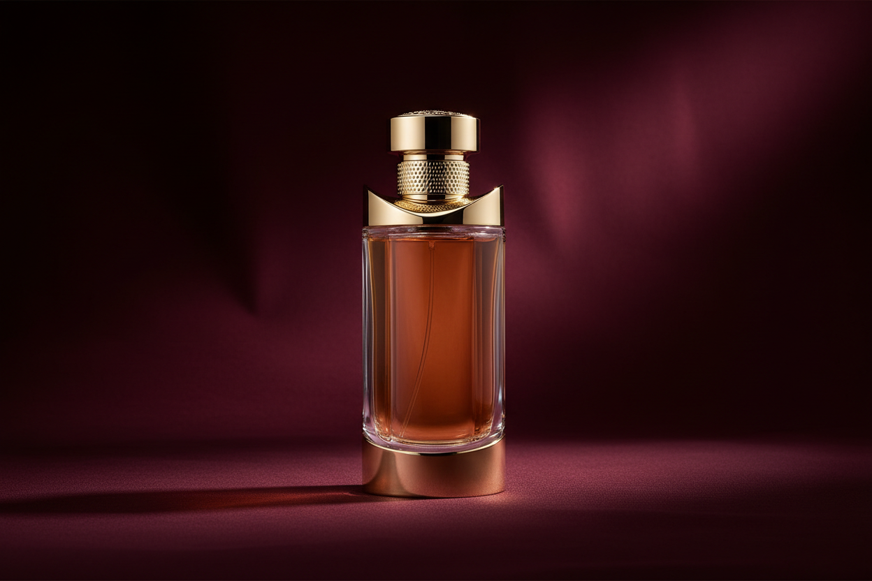 Luxury cologne bottle banner